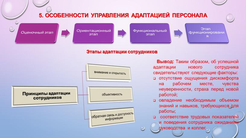 Особенности управления адаптацией персонала