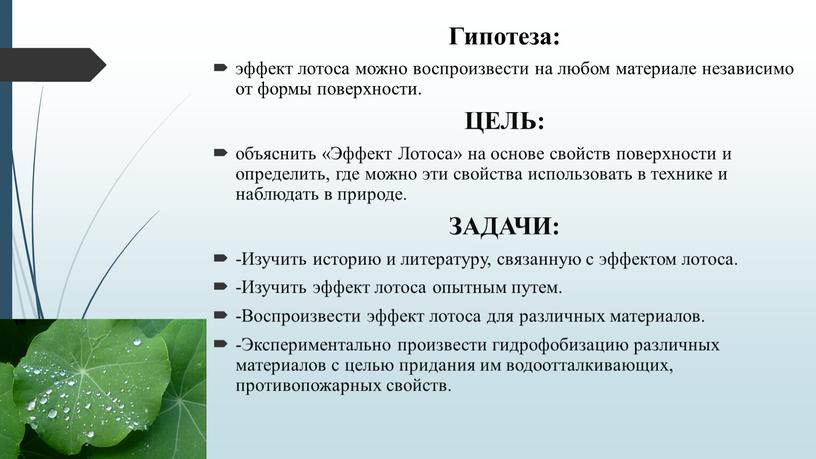 Гипотеза: эффект лотоса можно воспроизвести на любом материале независимо от формы поверхности