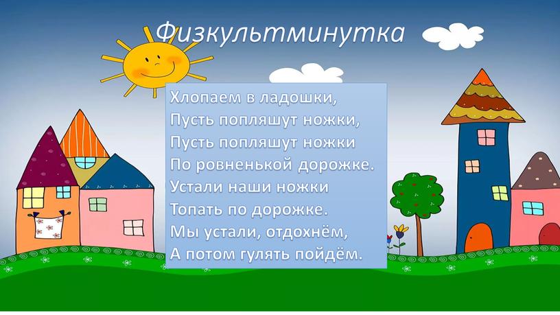 Физкультминутка Хлопаем в ладошки,