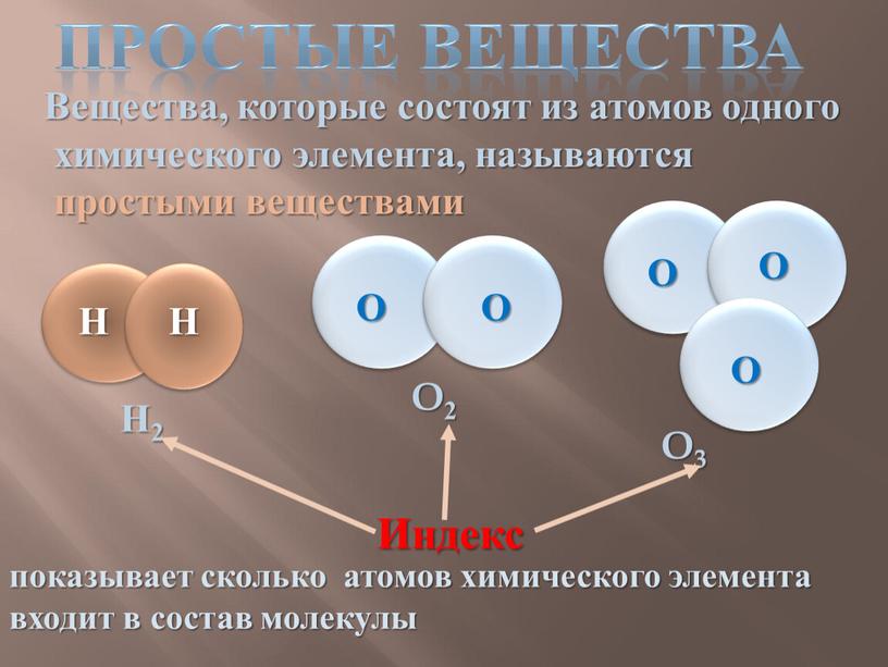 Простые вещества Вещества, которые состоят из атомов одного химического элемента, называются простыми веществами