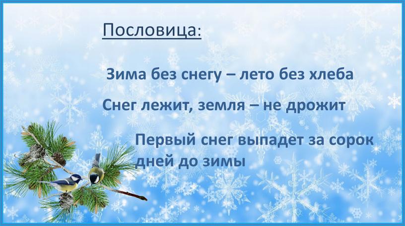 Пословица: Зима без снегу – лето без хлеба