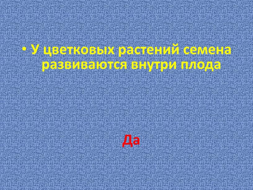 У цветковых растений семена развиваются внутри плода