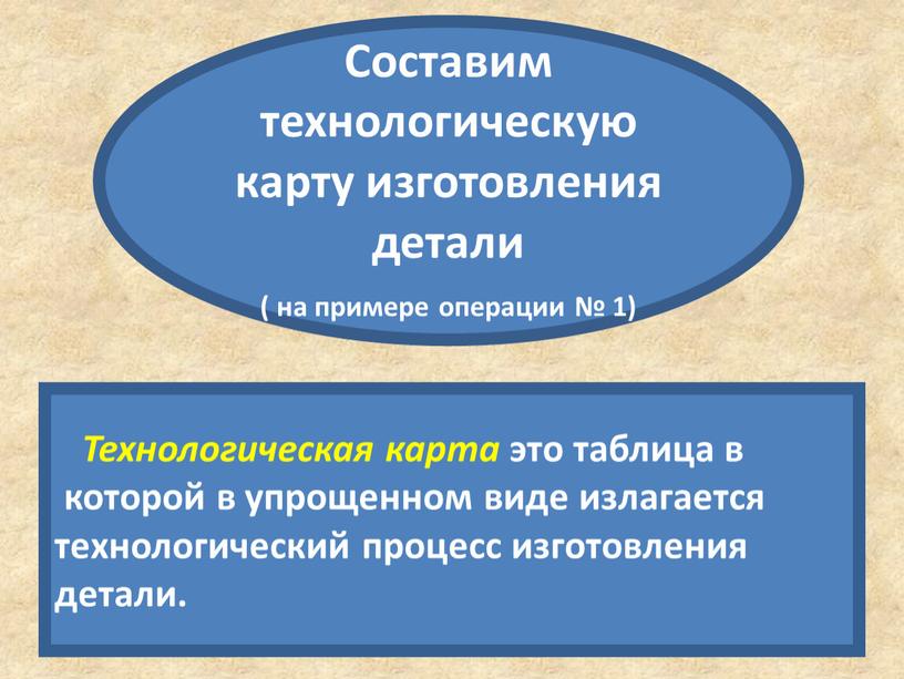 Технологическая карта это таблица в которой в упрощенном виде излагается технологический процесс изготовления детали