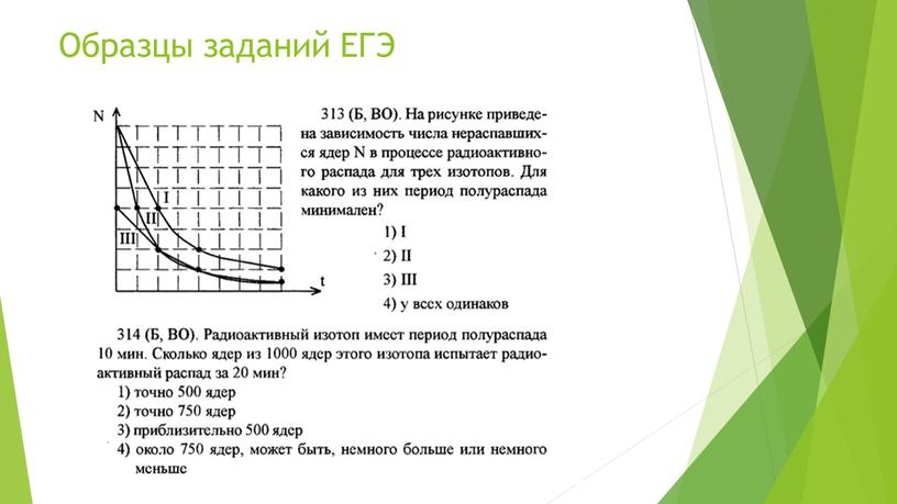 Образцы заданий ЕГЭ