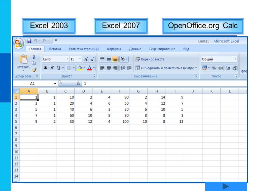 OpenOffice.org Calc Excel 2007