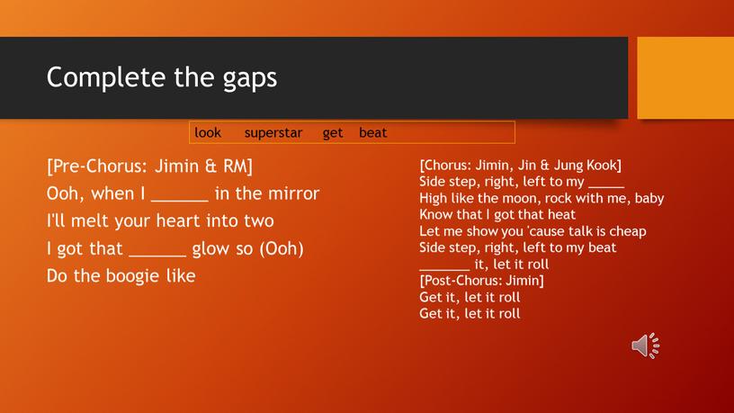 Complete the gaps [Pre-Chorus:
