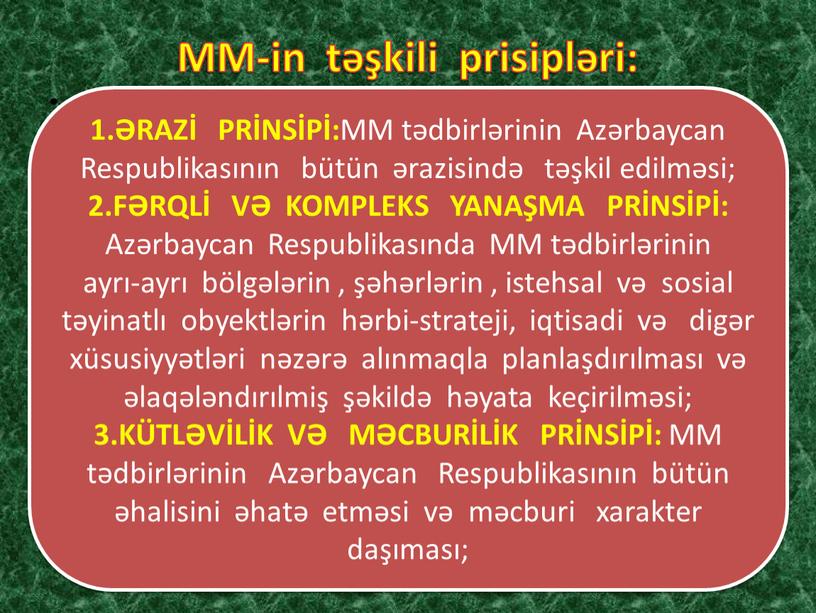 MM-in təşkili prisipləri: g 1