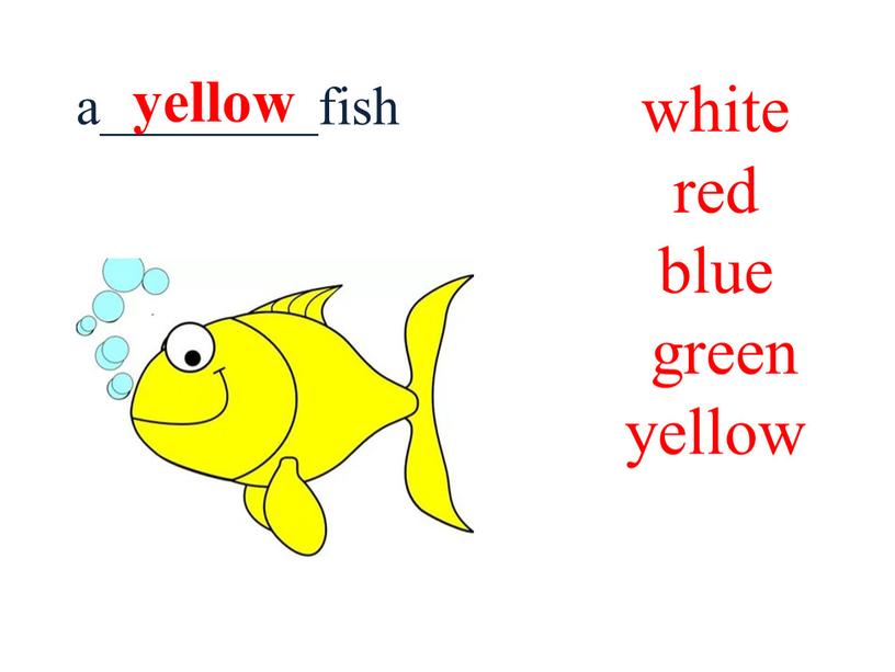 white red blue green yellow a________fish yellow