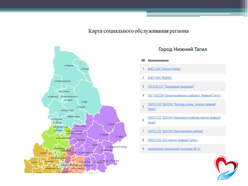 Карта социального обслуживания региона