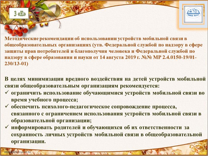 Методические рекомендации об использовании устройств мобильной связи в общеобразовательных организациях (утв