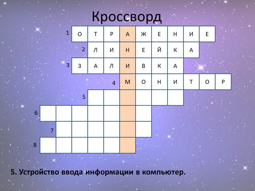 Кроссворд 5. Устройство ввода информации в компьютер