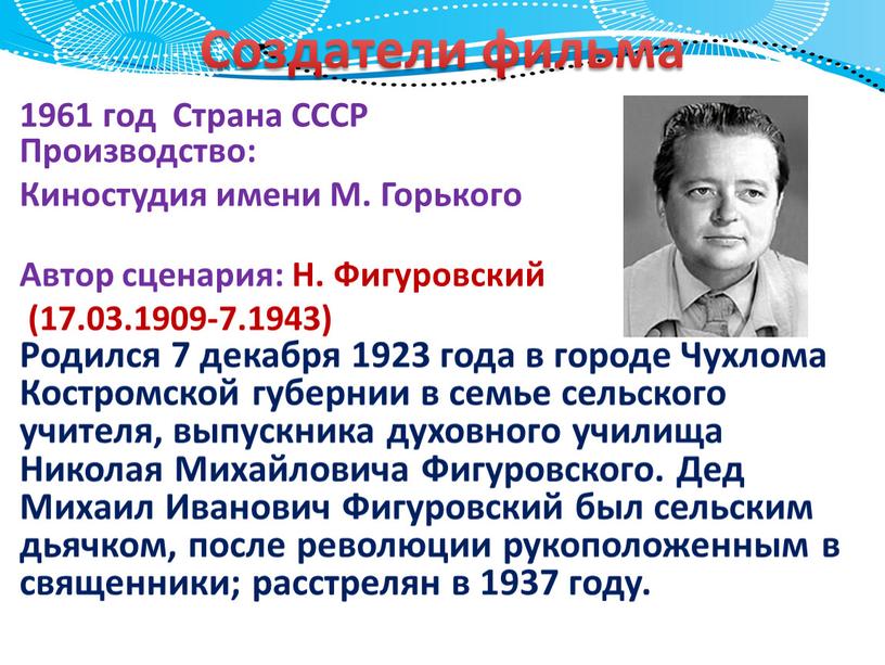 Создатели фильма 1961 год Страна