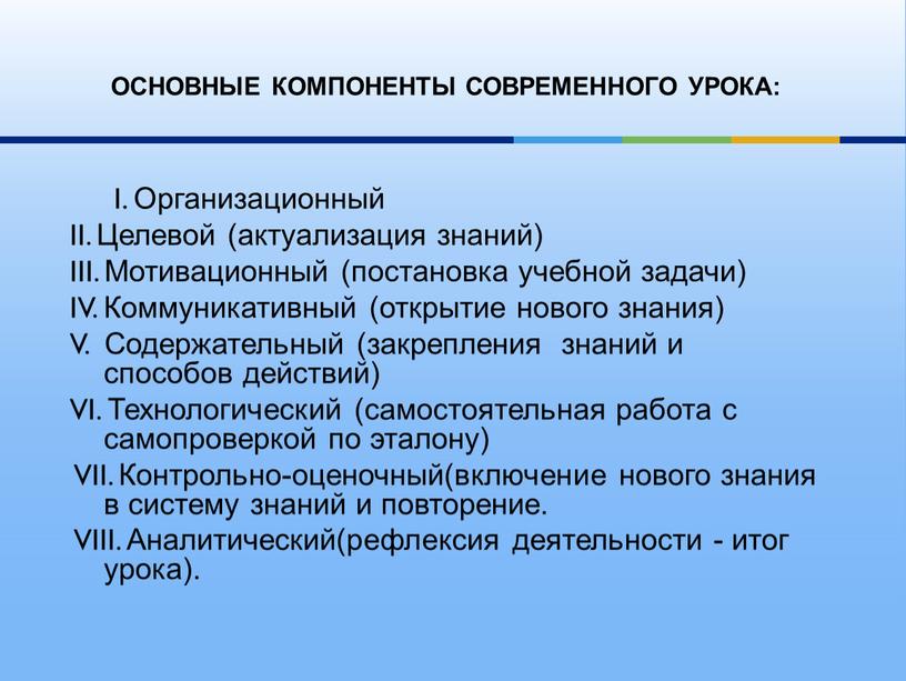 ОСНОВНЫЕ КОМПОНЕНТЫ СОВРЕМЕННОГО