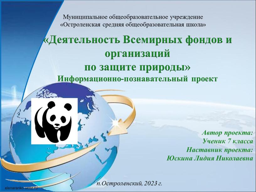 Деятельность Всемирных фондов и организаций по защите природы»