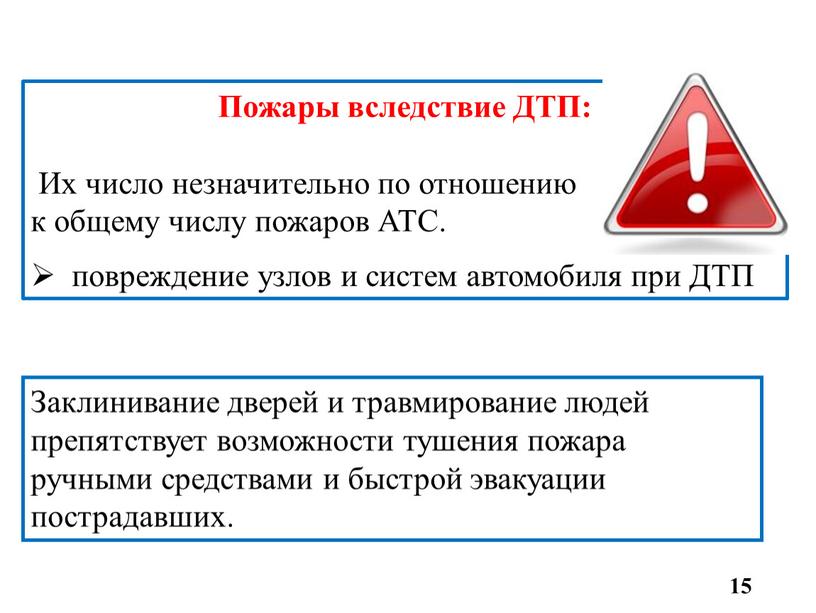 Пожары вследствие ДТП: Их число незначительно по отношению к общему числу пожаров