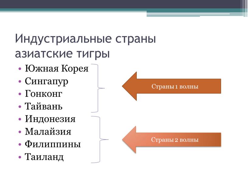 Индустриальные страны азиатские тигры