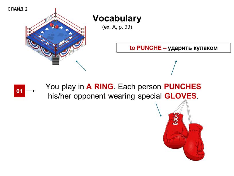 Vocabulary (ex. A, p. 99) You play in