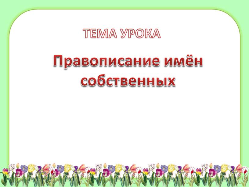 Правописание имён собственных ТЕМА