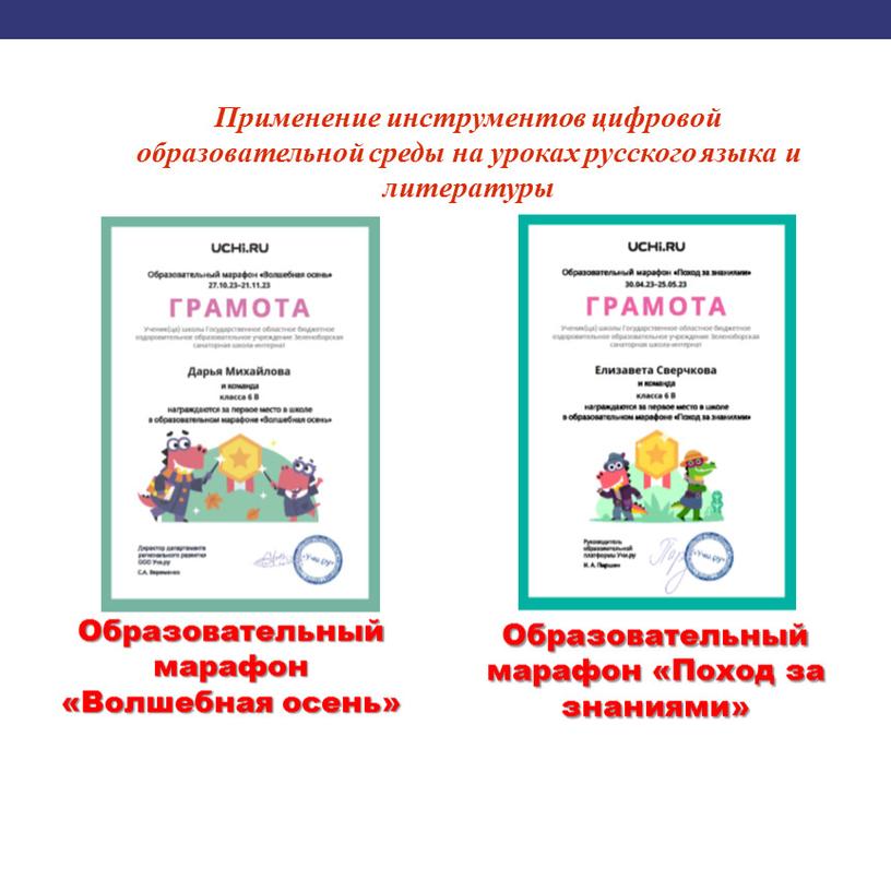 Применение инструментов цифровой образовательной среды на уроках русского языка и литературы