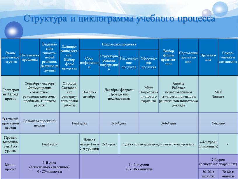 Структура и циклограмма учебного процесса