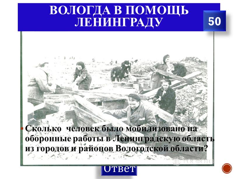 Вологда в помощь Ленинграду Сколько человек было мобилизовано на оборонные работы в