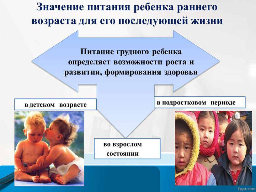 Значение питания ребенка раннего возраста для его последующей жизни