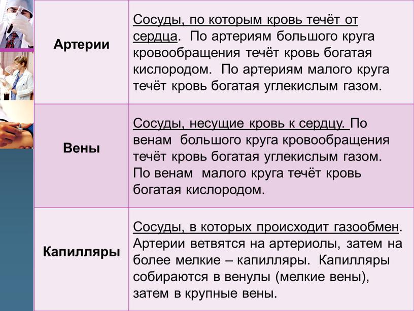 Артерии Сосуды, по которым кровь течёт от сердца