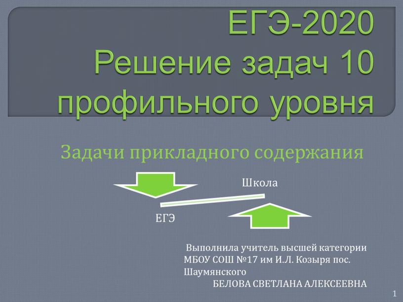 ЕГЭ-2020 Решение задач 10 профильного уровня 1