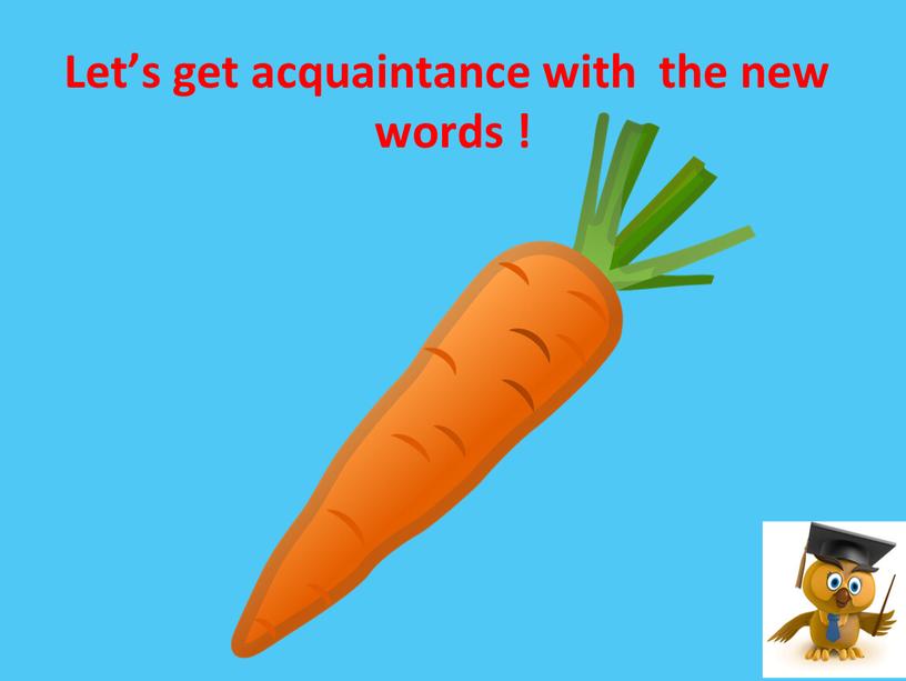 Let’s get acquaintance with the new words !