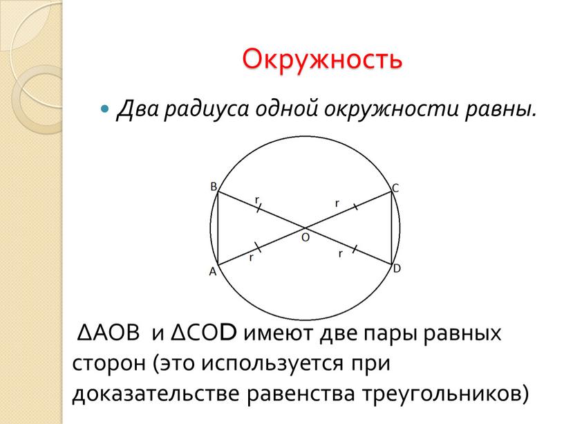 Окружность Два радиуса одной окружности равны