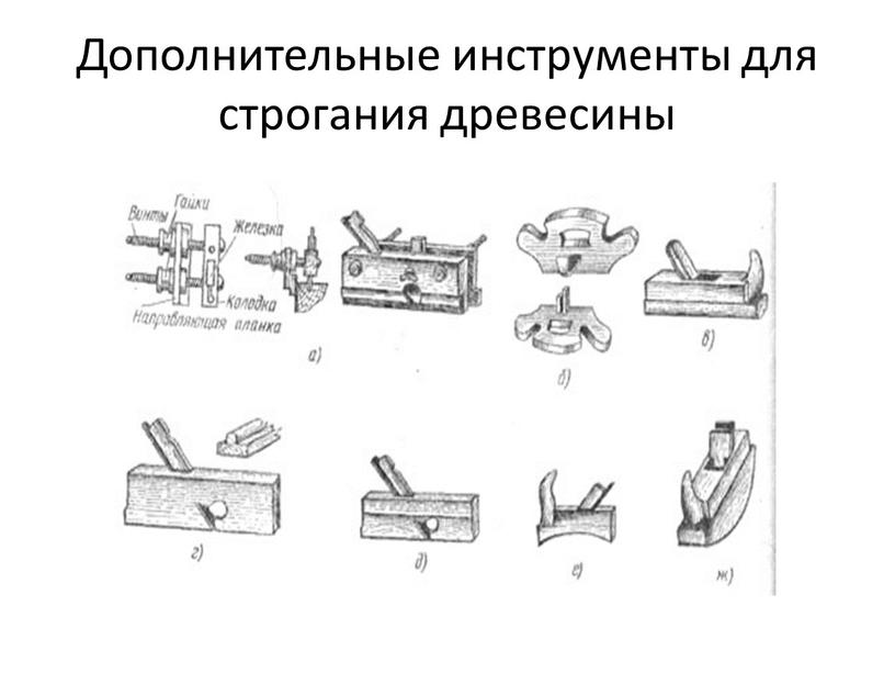 Дополнительные инструменты для строгания древесины