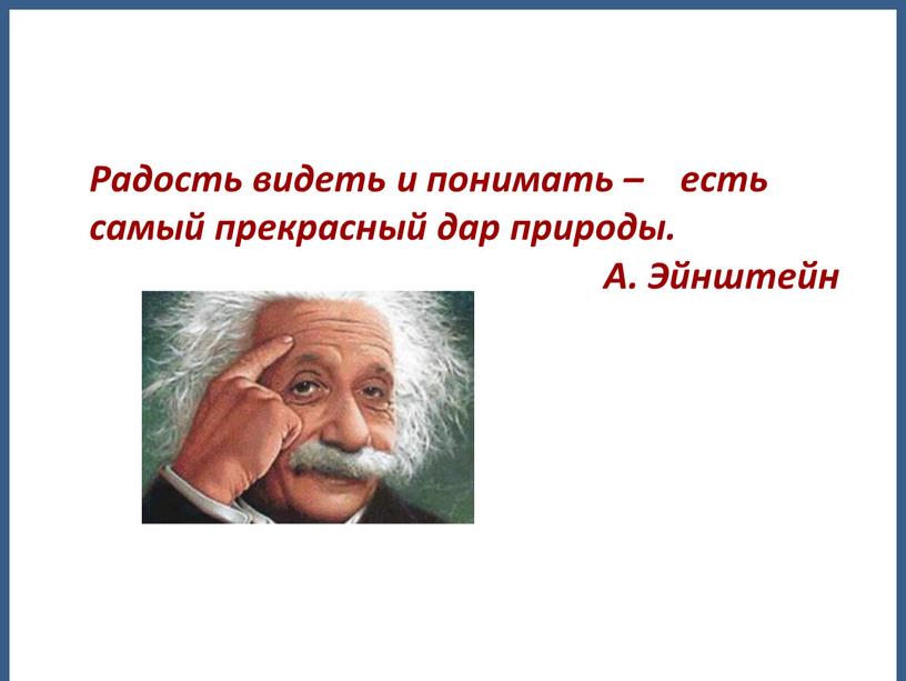 Радость видеть и понимать – есть самый прекрасный дар природы