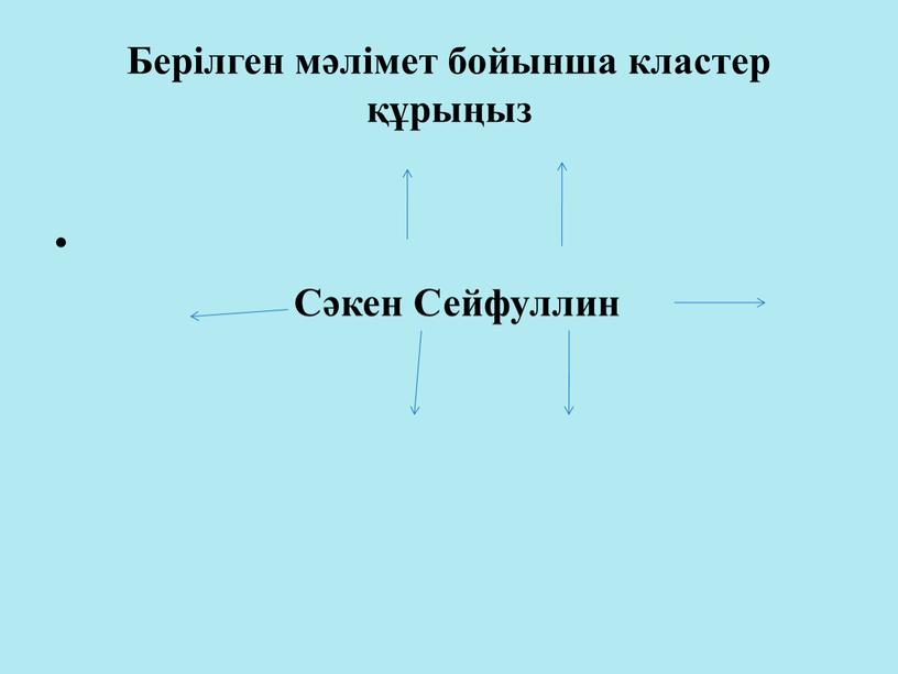 Берілген мәлімет бойынша кластер құрыңыз