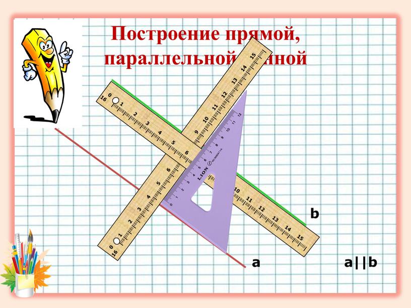 Построение прямой, параллельной данной a b a||b