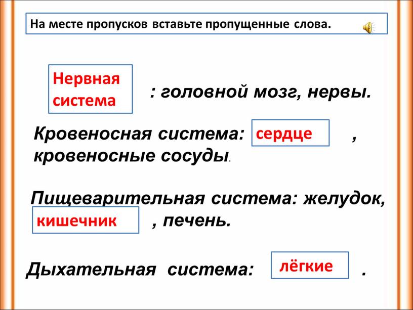 На месте пропусков вставьте пропущенные слова