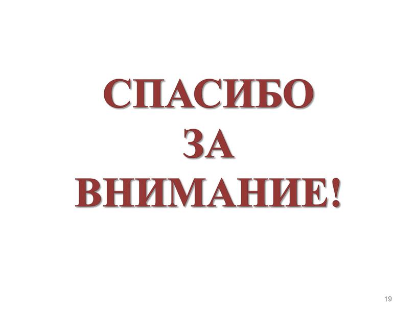 CПАСИБО ЗА ВНИМАНИЕ! 19