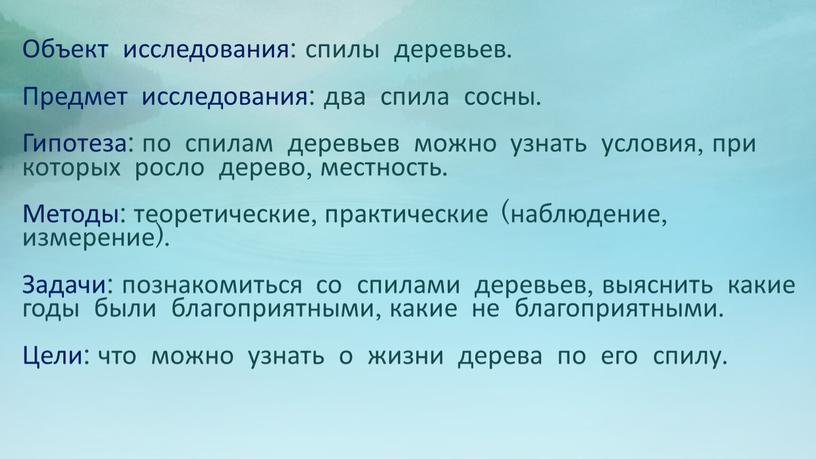 Объект исследования: спилы деревьев