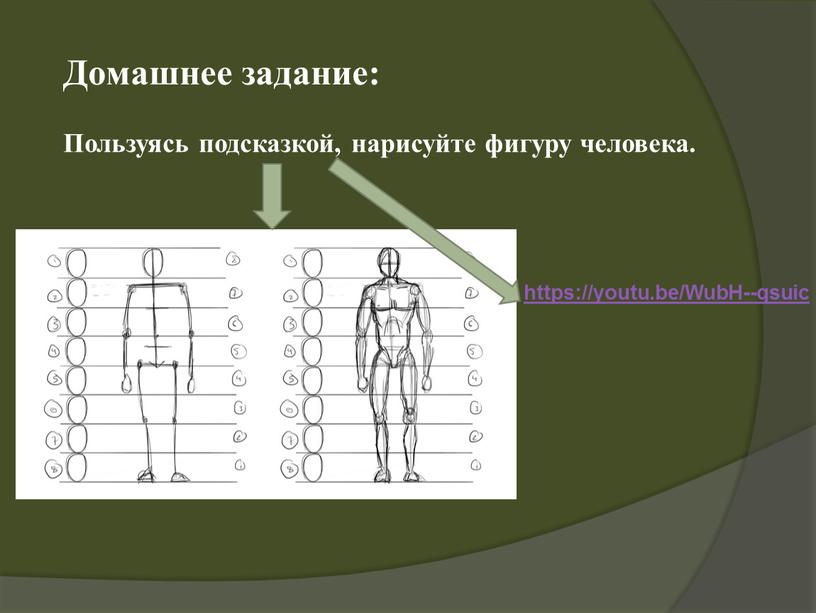 Домашнее задание: Пользуясь подсказкой, нарисуйте фигуру человека