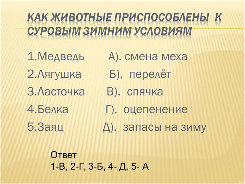 Как животные приспособлены к суровым зимним условиям 1