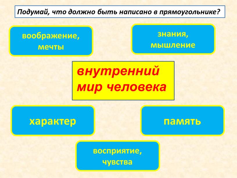 Подумай, что должно быть написано в прямоугольнике?