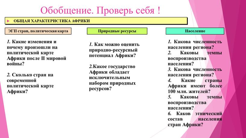 Обобщение. Проверь себя ! ОБЩАЯ