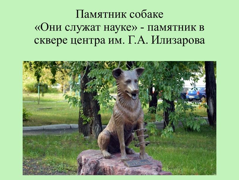 Памятник собаке «Они служат науке» - памятник в сквере центра им