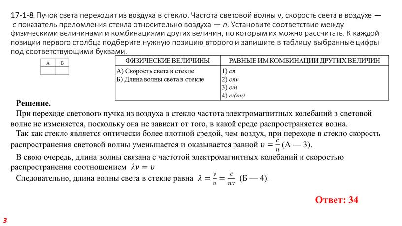 Пучок света переходит из воздуха в стекло