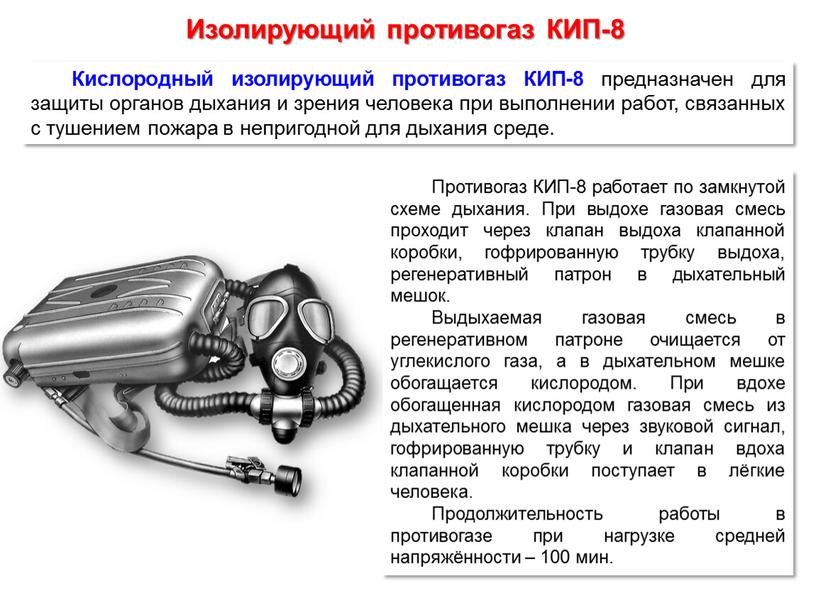 Изолирующий противогаз КИП-8 Кислородный изолирующий противогаз