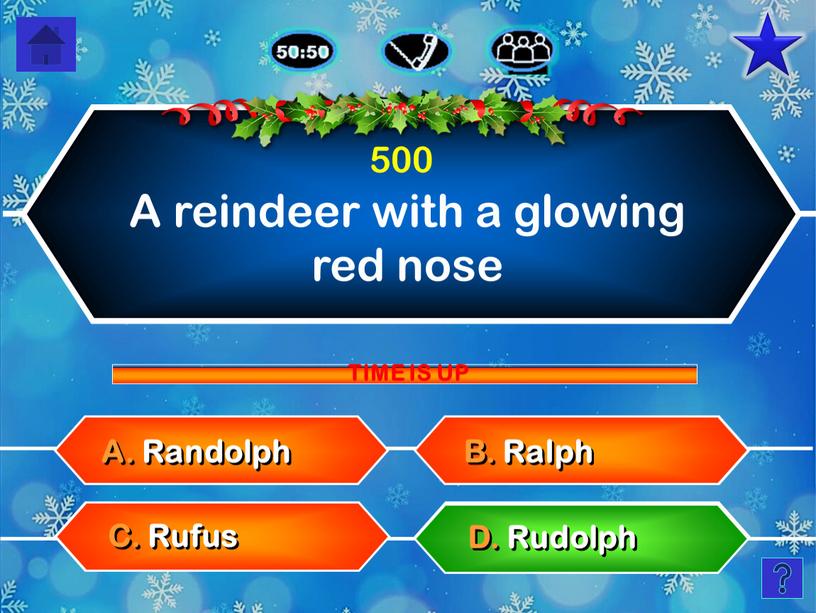 A reindeer with a glowing red nose