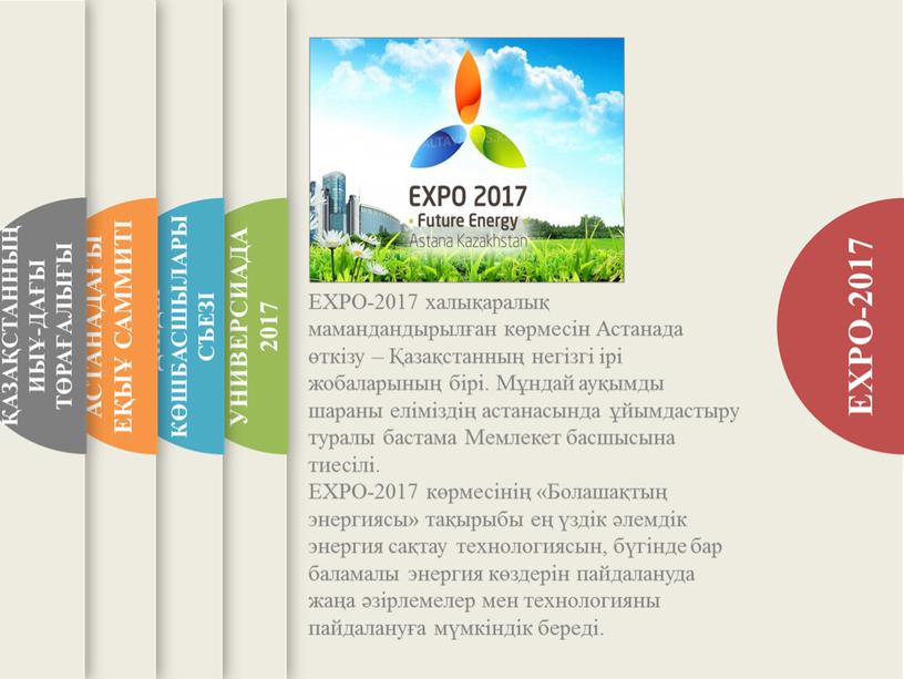 EXPO-2017 халықаралық мамандандырылған көрмесін