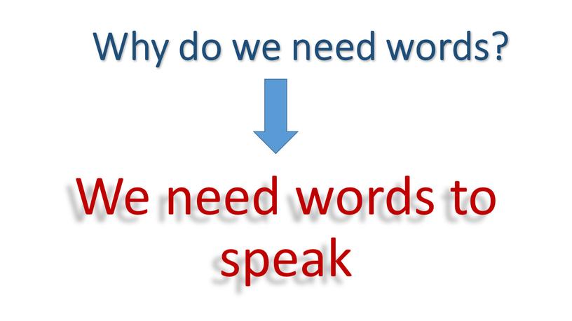Why do we need words? We need words to speak