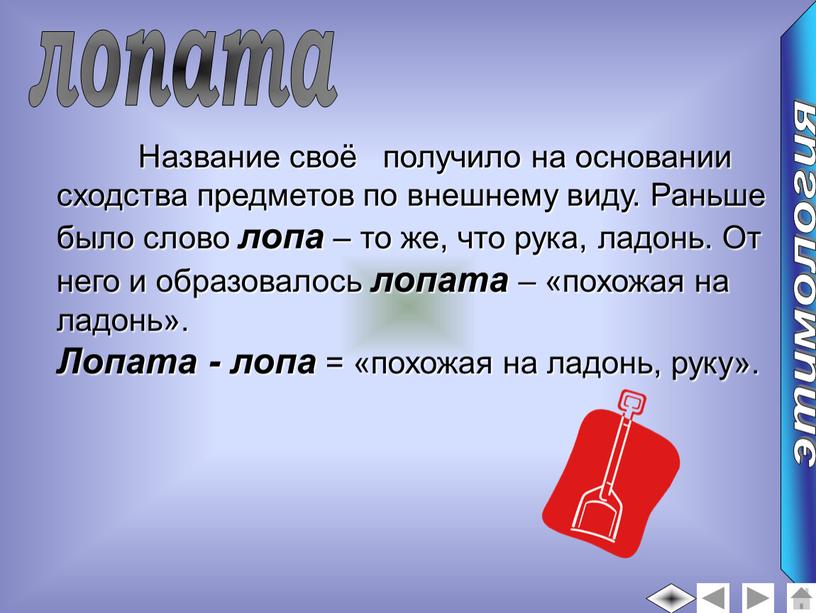 Название своё получило на основании сходства предметов по внешнему виду