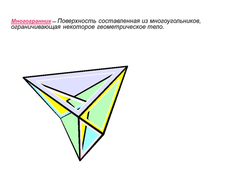 Многогранник — Поверхность составленная из многоугольников, ограничивающая некоторое геометрическое тело