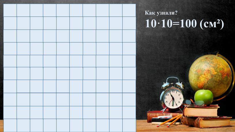 Как узнали? 10·10=100 (см²)